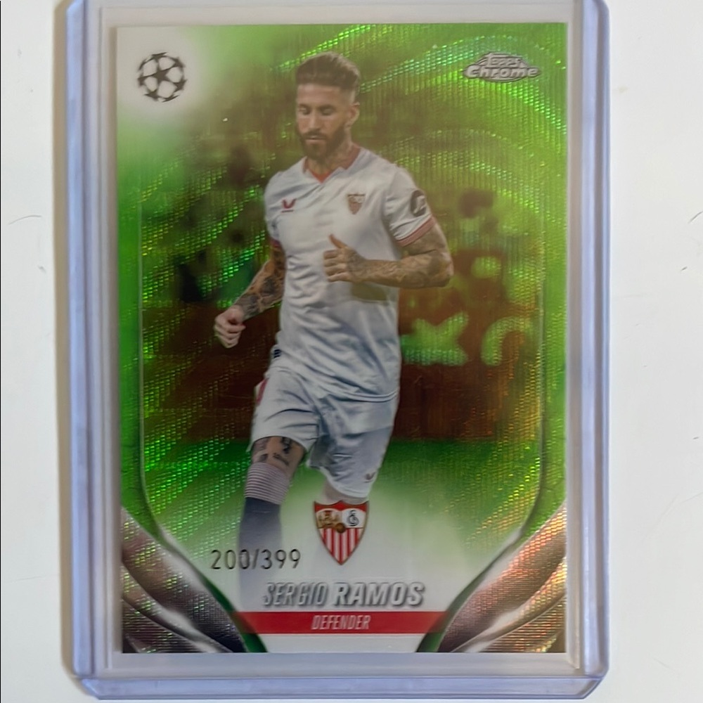 Topps Chrome Soccer Card - Green Holographic Design